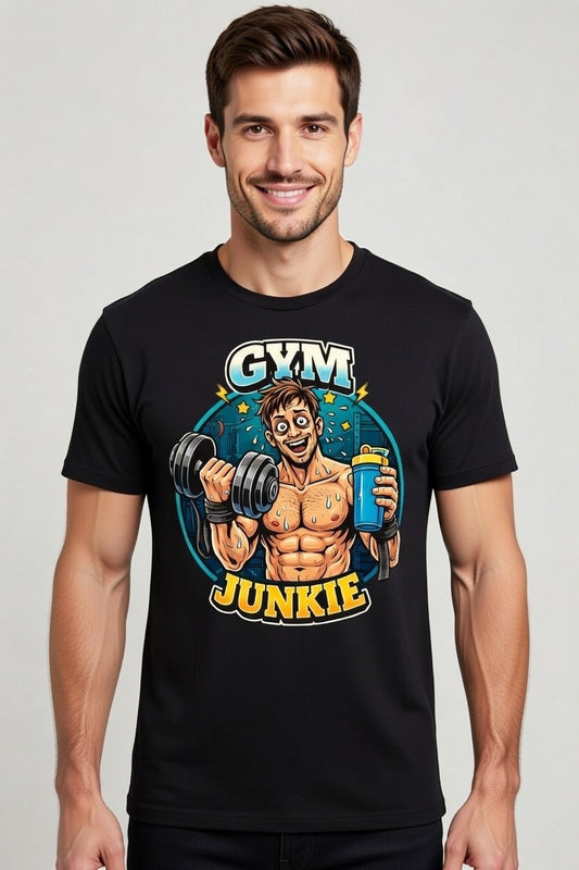 GYM JUNKIE Graphic Tee – Ultimate Fitness Addict Shirt